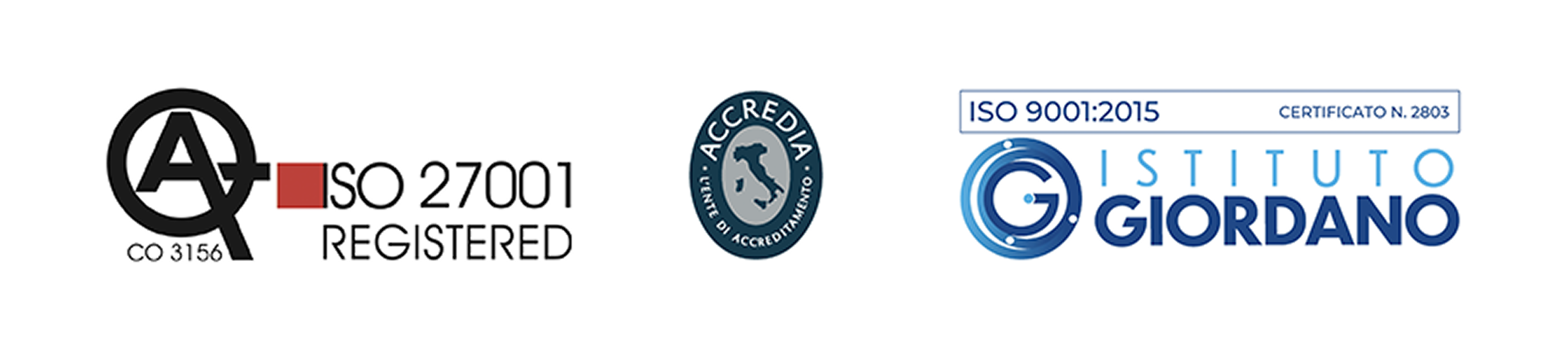 ISO 27001 · Accredia · Istituto Giordano ISO 9001:2015