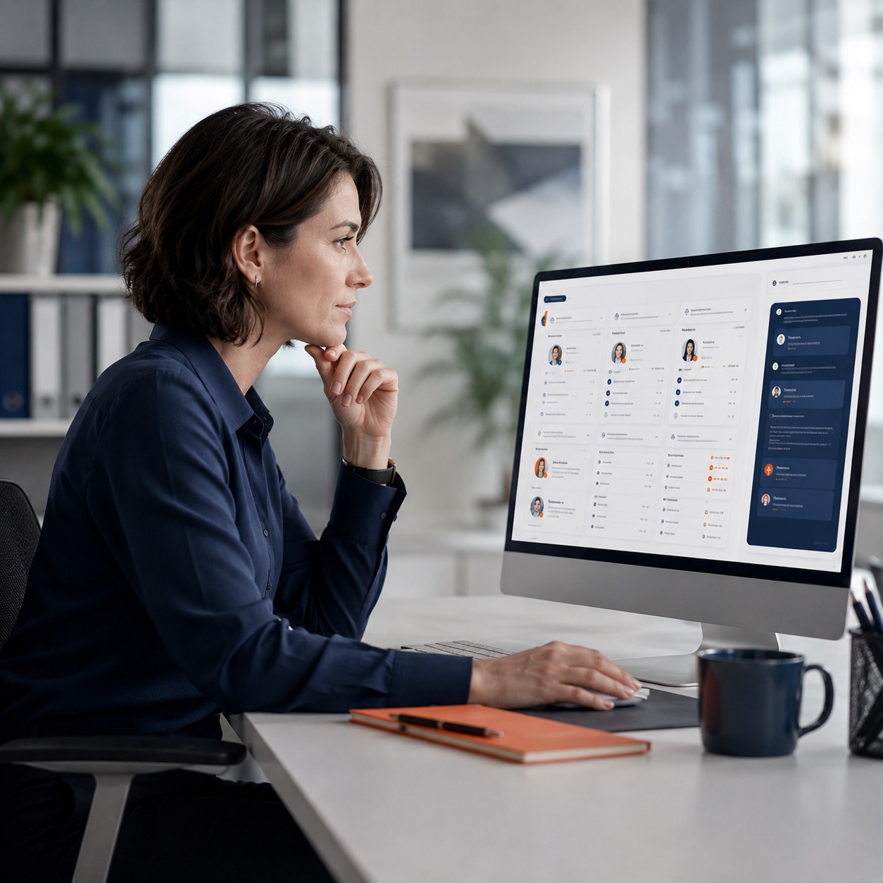 Recruiter che usa una dashboard di screening dei CV