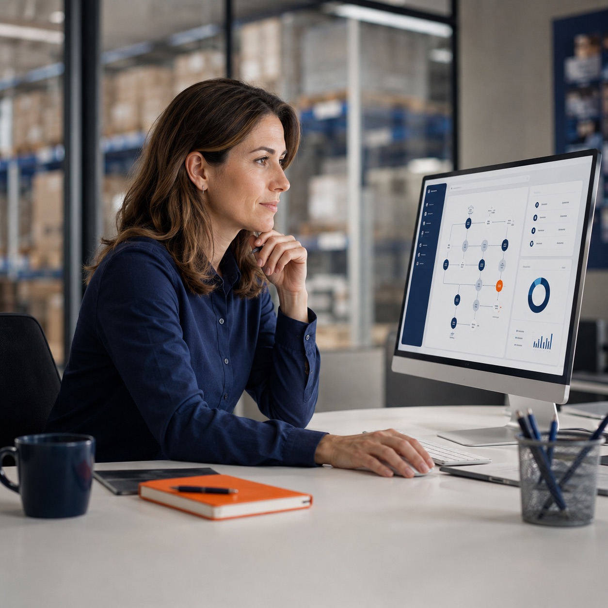 Professionista che analizza dati fornitori su una dashboard